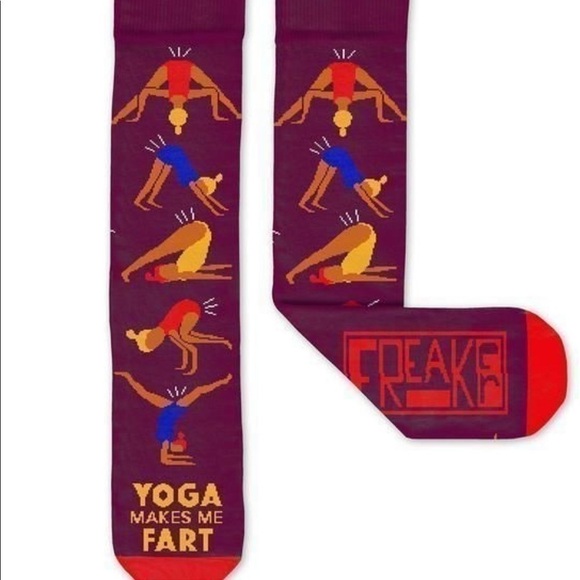NWT FREAKER USA SOCKS- YOGA MAKES ME FART - Picture 3 of 3